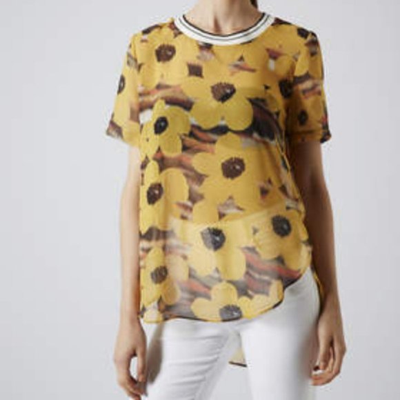 Topshop Tops - Topshop Floral Split Side Rib Neck Tee sz 10